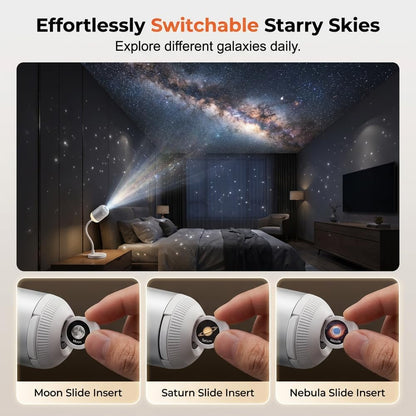 2-in-1 Galaxy Projector Night Light, USB Star Projector with Adjustable Brightness, Mini Galaxy Light Projector for Bedroom Ceiling Wall Room Decor (24 Projection Films)