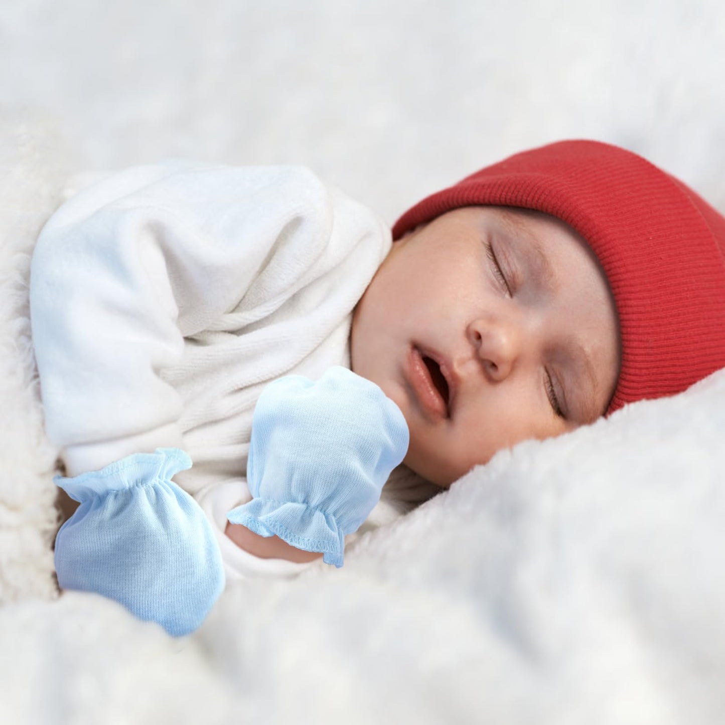 BQUBO Baby Fäustlinge Kratzschutz Handschuhe aus Baumwolle mit elastischem Bündchen Hypoallergen für Neugeborene und Babys von 0-6 Monaten Jungen und Mädchen