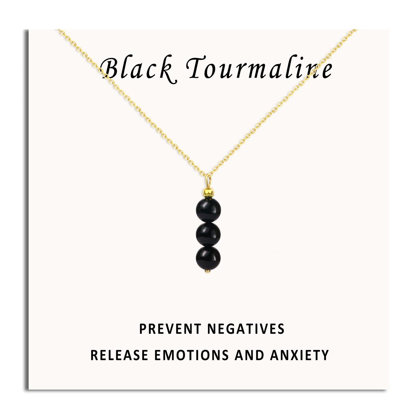 SmileBelle Black Tourmaline Necklaces for Women, Protection and Healing Spiritual Crystal Necklaces, October Birthstone Necklace Black Tourmaline Jewelry for Women Teen Girls as Birthday Gifts