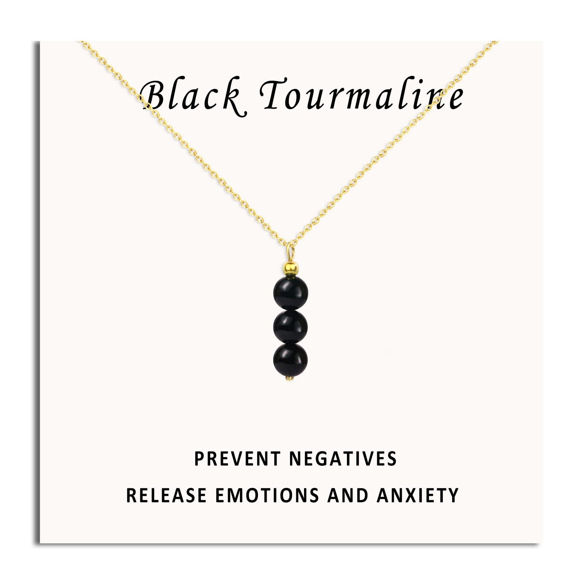 SmileBelle Black Tourmaline Necklaces for Women, Protection and Healing Spiritual Crystal Necklaces, October Birthstone Necklace Black Tourmaline Jewelry for Women Teen Girls as Birthday Gifts