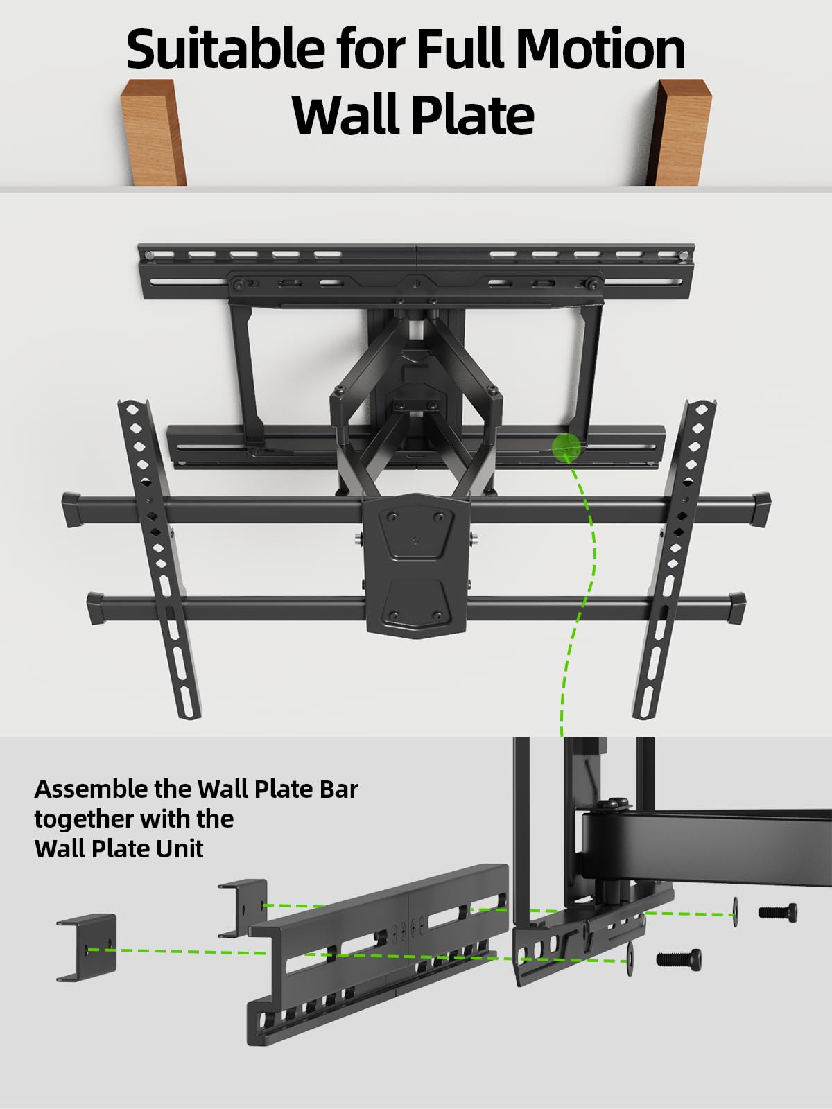 Full Motion TV Wall Mount for Most 37"-84" Flat Screen TV, Swivel or Tilt TV Wall Bracket with Dual Articulating Arms, for 12"-16" Wood Studs, Max VESA 600x400mm, Load 120 lbs by USX MOUNT