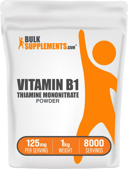 BulkSupplements.com Thiamine Mononitrate Powder - Vitamin B1 Powder, Thiamine B1 Supplement - B1 Vitamins, Gluten Free, 125mg per Serving, 5kg (11 lbs) (Pack of 5)