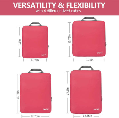 BAGAIL 4er-Set Kompressions-Packwürfel Reise-erweiterbare Packorganizer (Schwarz, 4er-Set)