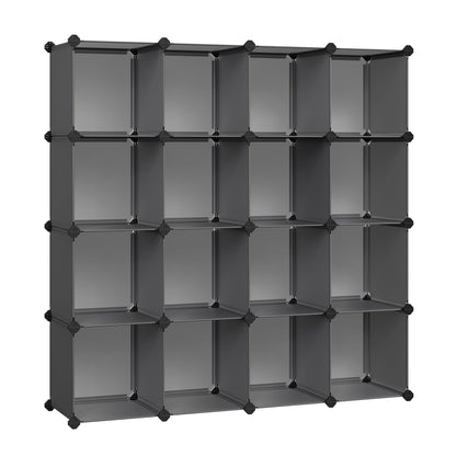 SONGMICS Cube Storage Organizer, Set of 16 Plastic Cubes, Closet Organizers and Storage, Room Organization, Bedroom Living Room, 12.2 x 48.4 x 48.4 Inches, Rustic Brown ULPC442A01