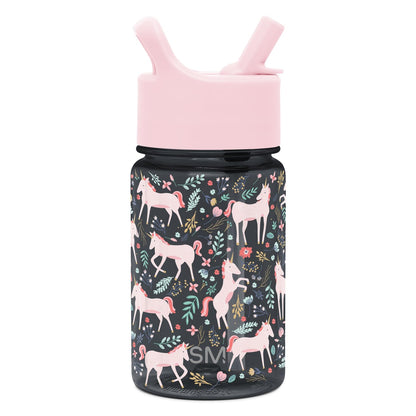 Simple Modern Peppa Pig Kids Tritan Plastic Summit Water Bottle | 12 oz BPA-Free Cup with Covered Leak Proof Straw Lid for Girls, Toddlers | Bubbles