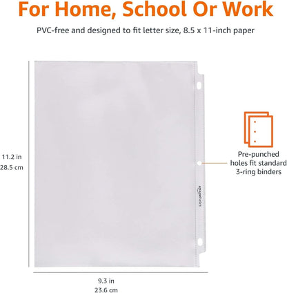 Amazon Basics Klarsichthüllen, oben offen, für A4 Ringbuch, Polypropylen, 21,59 cm x 27,94 cm, 200 Stück