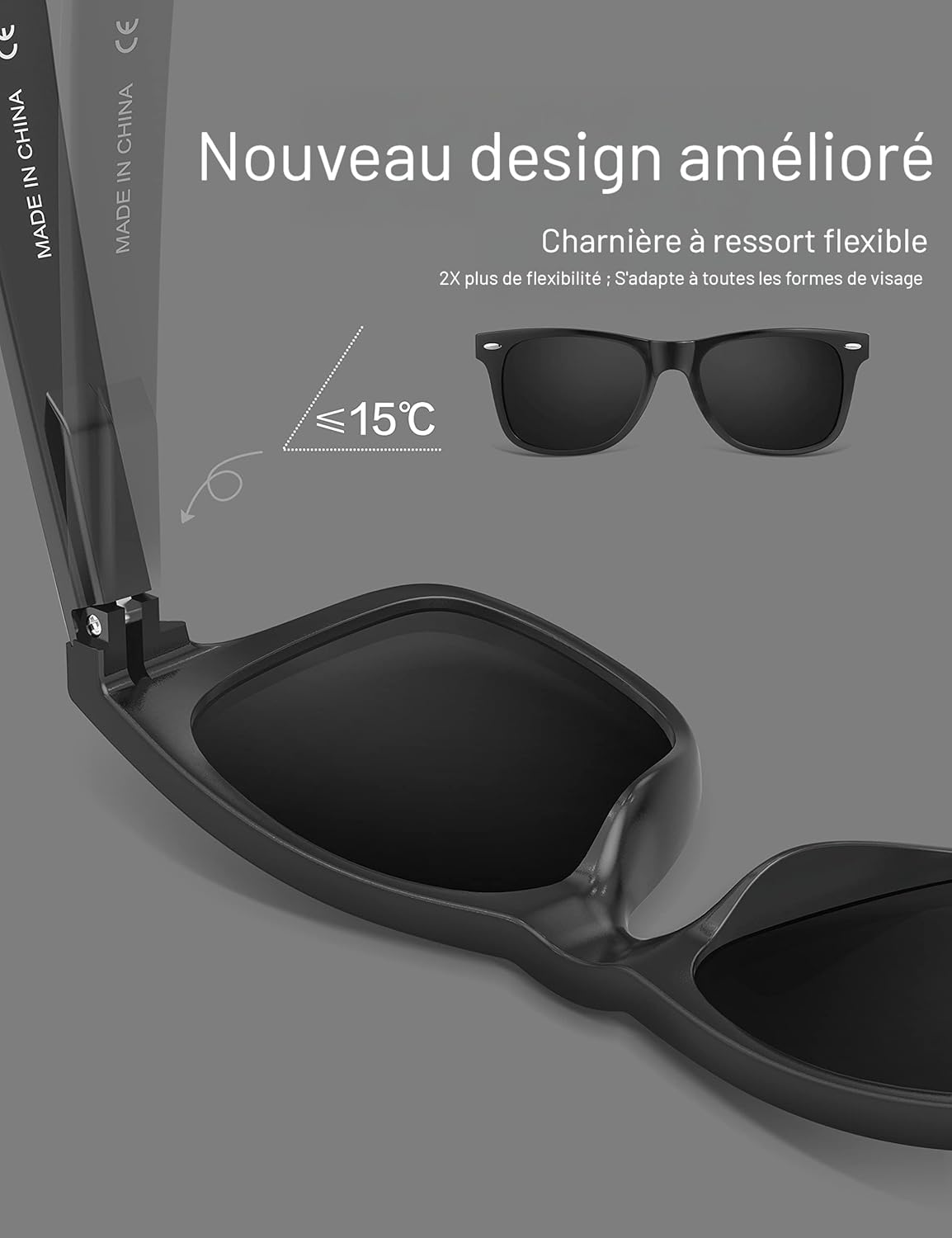 LUENX Polarisierte Sonnenbrillen für Herren und Damen, quadratische Fassung – UV-400-Schutz, 54 mm
