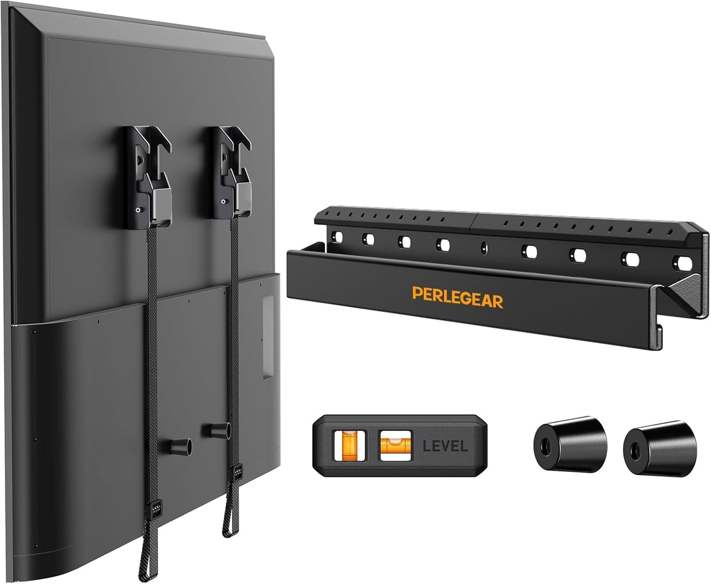 Perlegear Heavy Duty Fixed TV Wall Mount for 42"-115" TVs up to 225 lbs, Low Profile TV Mount Fits 16", 24", 32" Studs, One-Piece Bracket with Magnetic Pull Tabs, Max VESA 800x600mm