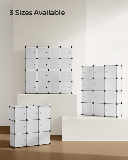 SONGMICS Cube Storage Organizer, Set of 16 Plastic Cubes, Closet Organizers and Storage, Room Organization, Bedroom Living Room, 12.2 x 48.4 x 48.4 Inches, Rustic Brown ULPC442A01