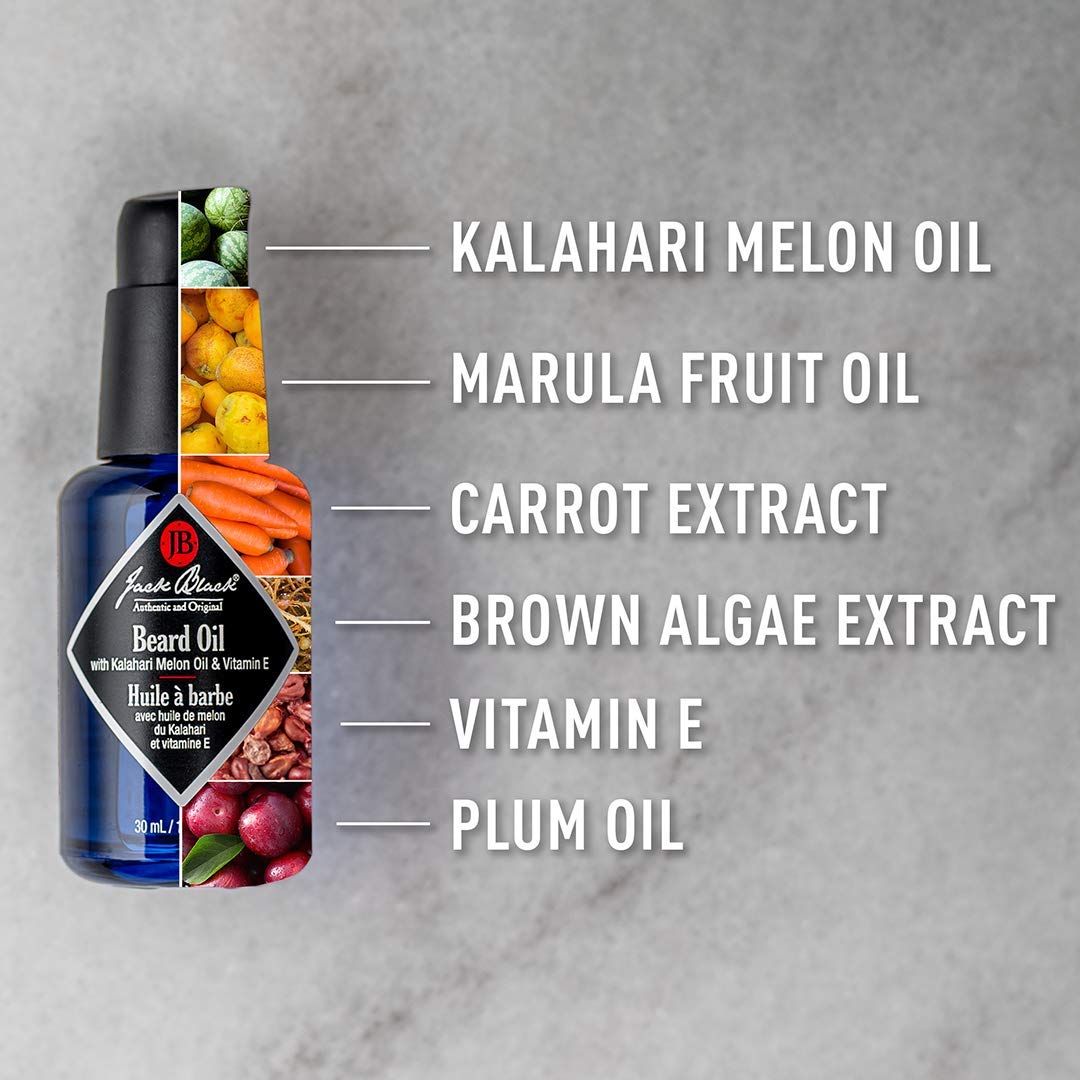 Jack Black Beard Oil - Beard Conditioner & Softener for Men, Kalahari Melon Oil & Vitamin E - 30ml