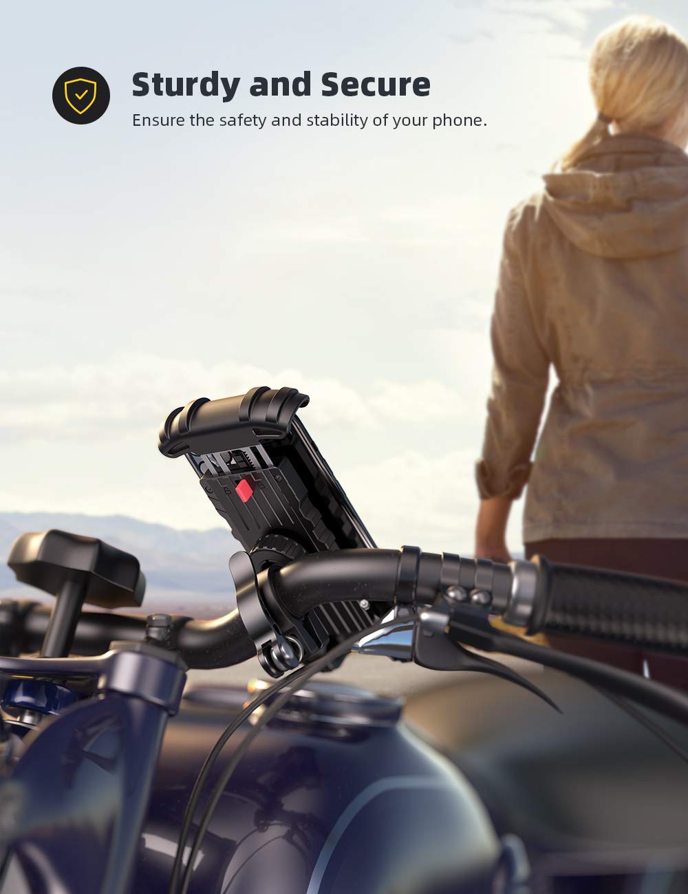 Lamicall Fahrrad Handyhalterung Motorrad Halterung - Motorrad Handyhalterung, Lenker Handy Klemme, Roller Handyclip Geschenke für iPhone 17 Air Pro Max, 16 15 Plus, S20, 4.7 bis 6.8 Zoll Smartphones