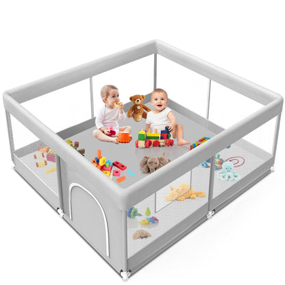 Baby Playpen with Mat 50x50 Inch, Playpen with Colorful Ball for Babies and Toddlers, Baby Play Pen Pin Indoor Play Fence (Mat and Ball Included)