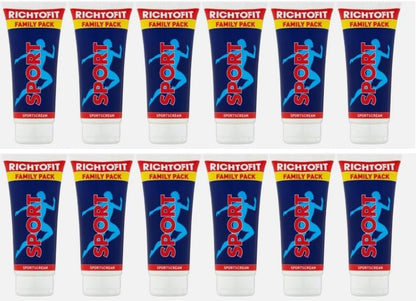 Sport Massage Cream (Pack of 12) – Natural Herbal Muscle Care for Warm-Up & Recovery – Enriched with 7 Plant Extracts – 12 x 5.6 oz (160g)