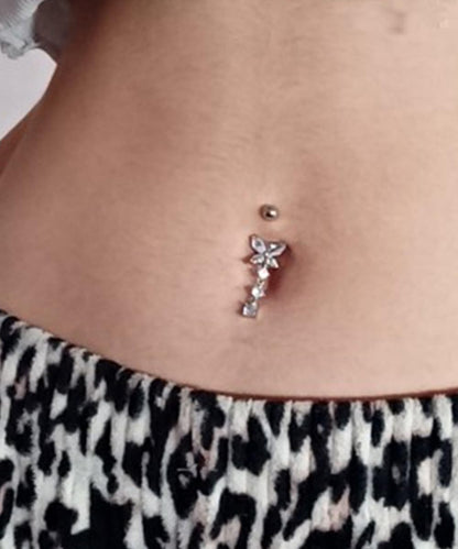 MODRSA Bauchnabelringe Chirurgenstahl Bauchnabelpiercing für Frauen Bauchnabelschmuck Silber Bauchnabelring Diamant