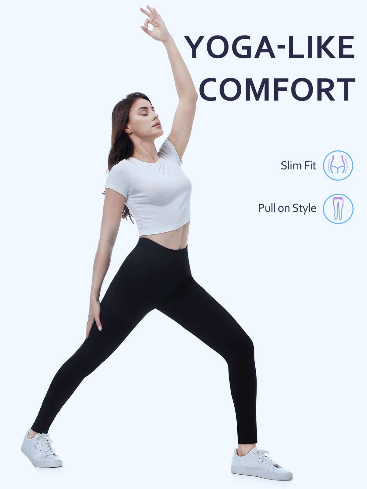 Chasehot Pull-On Skinny Jeans für Damen, dehnbare High-Waist Leggings, trendige Bauchkontrolle, Denim-Jeggings mit Taschen, Dark Wash-L