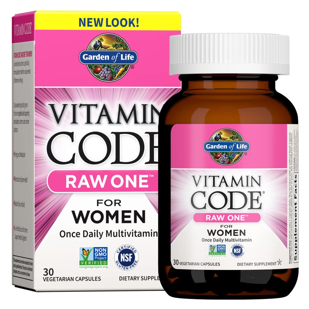 Garden of Life Vitamin Code Raw One for Women, Once Daily Women's Multivitamin - 75 Capsules, One a Day Vitamins Whole Food Iron, Probiotics for Digestive Health, Gluten Free Vegetarian, (Pack of 6)