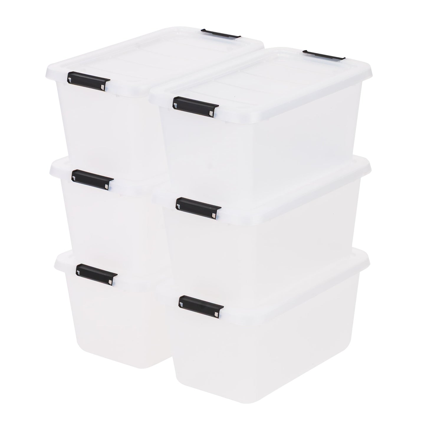 IRIS USA 6-Pack Clip Box with Latching Lids, 18 Quart Craft Storage Bins, Art & Writing Supply Containers for Home, Office & Classroom Organization