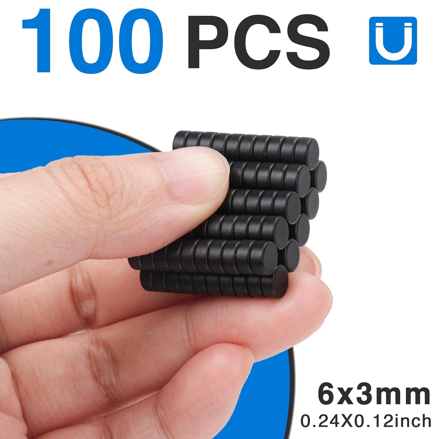 TRYMAG Klein 10x3mm 50 Stück Seltenerdmagnete, 50 Stück Winzige Runde Kühlschrankmagnete für Whiteboard, Kühlschrank, DIY, Küche, Büro