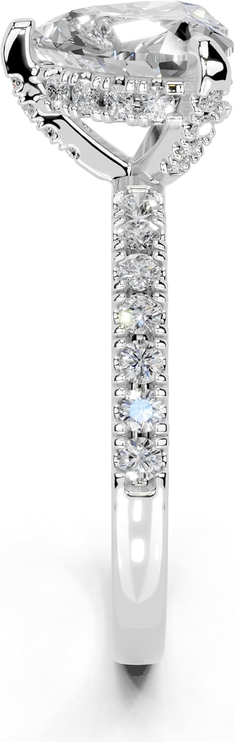 Heart Cut Lab Grown Diamond IGI Certified 3 Prong Hidden Halo Engagement Anniversary Wedding Ring in 14K Gold, Platinium for Women (1.0-5.0 Ct, F-G Color, VS1-VS2 Clarity)