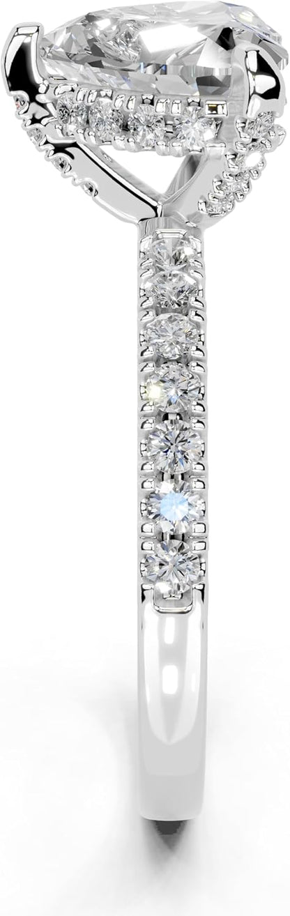 Heart Cut Lab Grown Diamond IGI Certified 3 Prong Hidden Halo Engagement Anniversary Wedding Ring in 14K Gold, Platinium for Women (1.0-5.0 Ct, F-G Color, VS1-VS2 Clarity)