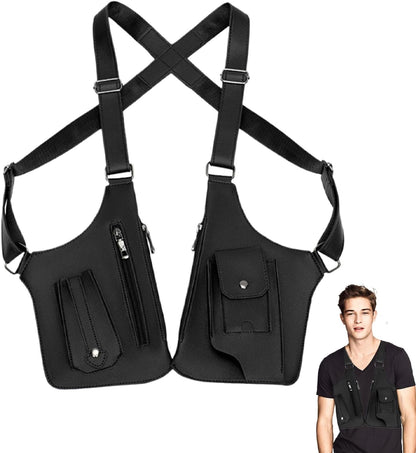 Herren Anti-Achseltasche – Verstellbare Handytasche | Schultertasche aus PU-Leder, diebstahlsicheres Geschirr, doppelt