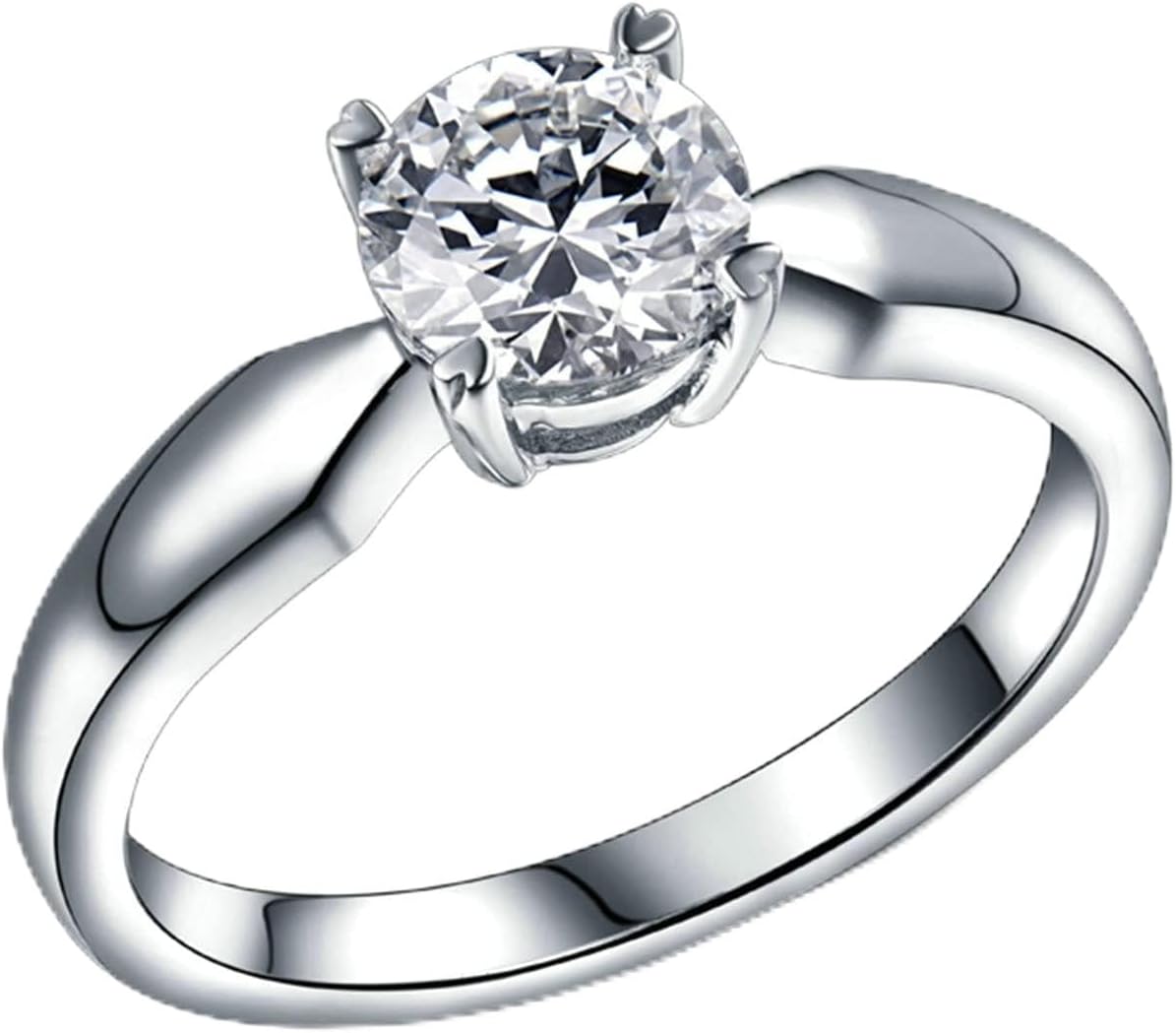 Aienid 18K White Gold Ladies Wedding Band 0.5ct Round Cut Diamond Promise Rings for Womens