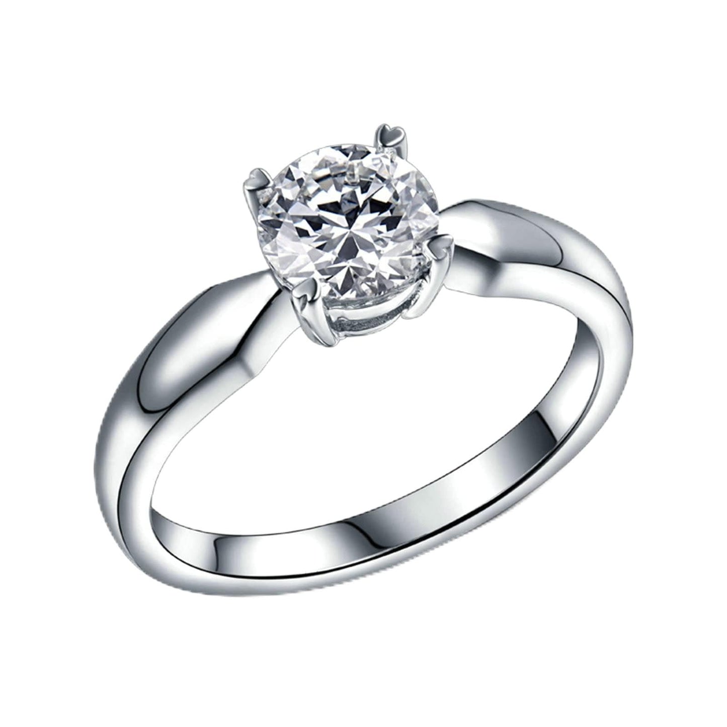 Aienid 18K White Gold Ladies Wedding Band 0.5ct Round Cut Diamond Promise Rings for Womens
