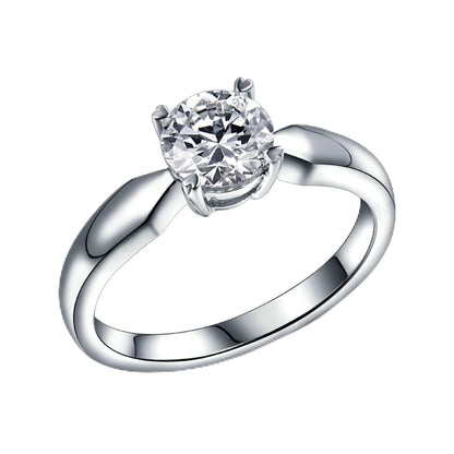 Aienid 18K White Gold Ladies Wedding Band 0.5ct Round Cut Diamond Promise Rings for Womens