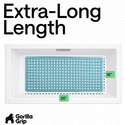 GORILLA GRIP Patentierte Badewannen-Duschmatte, Maschinenwaschbare Badewannenbodenmatte, Saugnäpfe und Abflusslöcher für saubere Wannen, Badezimmer-Essentials, 89x41 cm, Transparent