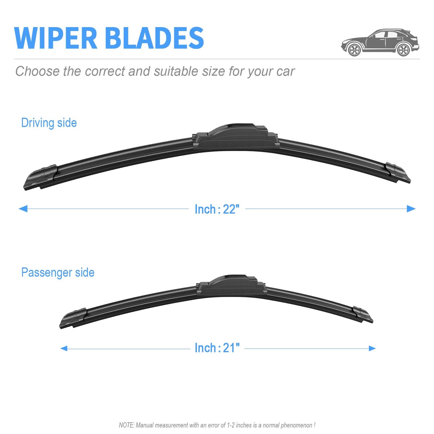 Gavimnal® 20"+20" Silicone Wiper Blades Replacement For Ford Explorer 2005-2010,F-150 1999-2007,All-Season Front Windshield Wiper Blades(Set of 2)