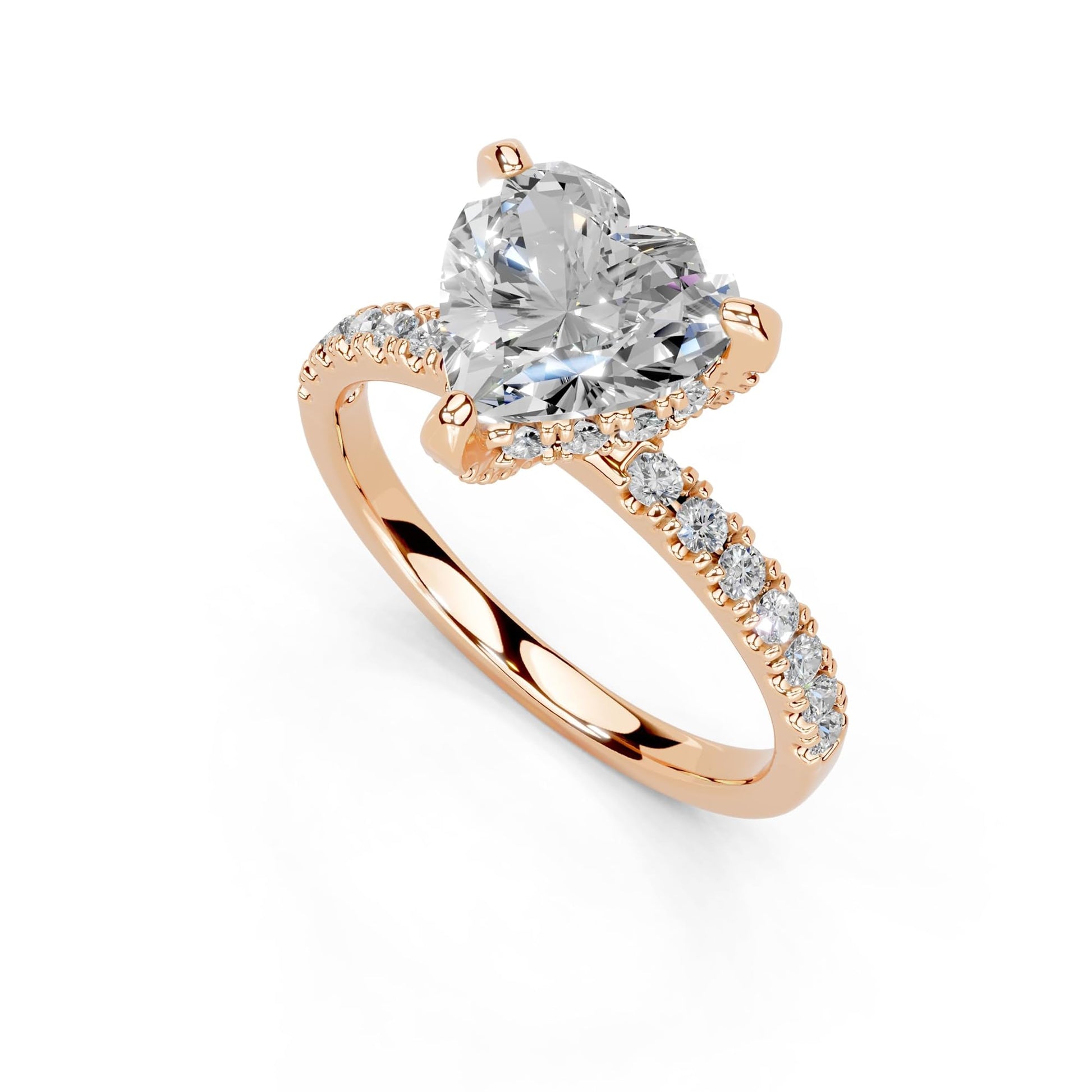 Heart Cut Lab Grown Diamond IGI Certified 3 Prong Hidden Halo Engagement Anniversary Wedding Ring in 14K Gold, Platinium for Women (1.0-5.0 Ct, F-G Color, VS1-VS2 Clarity)