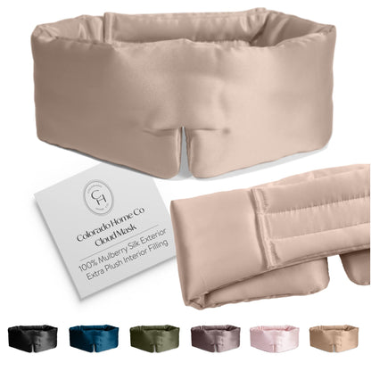 SUNDAYSILKS™ Exclusive Mulberry Silk Sleep Mask | Soft Eye Covers, Blackout Sleeping Mask for Women & Men | Silk Eye Mask for Sleep, Travel, and Relaxation | Antifaz para Dormir [Nude Champagne]