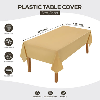 Utopia Kitchen Einweg-Tischdecke aus Kunststoff (12er Pack – 137x274 cm) Weiß Rechteckige Tischdecke Wasserdicht Schmutzabweisend Party-Tischdecke