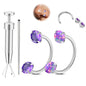 Opal Nose Ring Studs Horseshoe Nose Rings Hoops Stud 316L Stainless Steel Nose Rings Round CZ Square Screw L Shaped Nose Stud Hypoallergenic Nostril Piercing Jewelry for Women Men