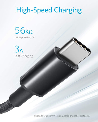 Anker Kabel [2 Stück 1,8m], USB A auf USB C Ladekabel für iPhone 17 Serie, Samsung Galaxy S10 S10+, LG V30, Beats Fit Pro und weitere (Schwarz).