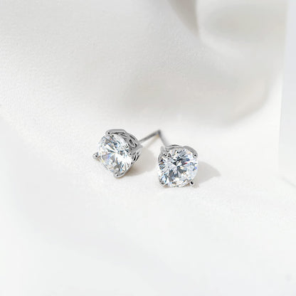 Amazon Essentials Yellow Gold Plated, Platinum or Rose Gold Plated Sterling Silver Infinite Elements Cubic Zirconia Stud Earrings | White, Blue, Green, or Pink Cubic Zirconia