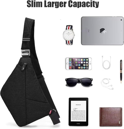 Wasserdichter Anti-Diebstahl Schulter Rucksack Sling Brust Crossbody Bag Abdeckpack Rucksack Fahrrad Sport (B13-007 Schwarz-linke Hand)