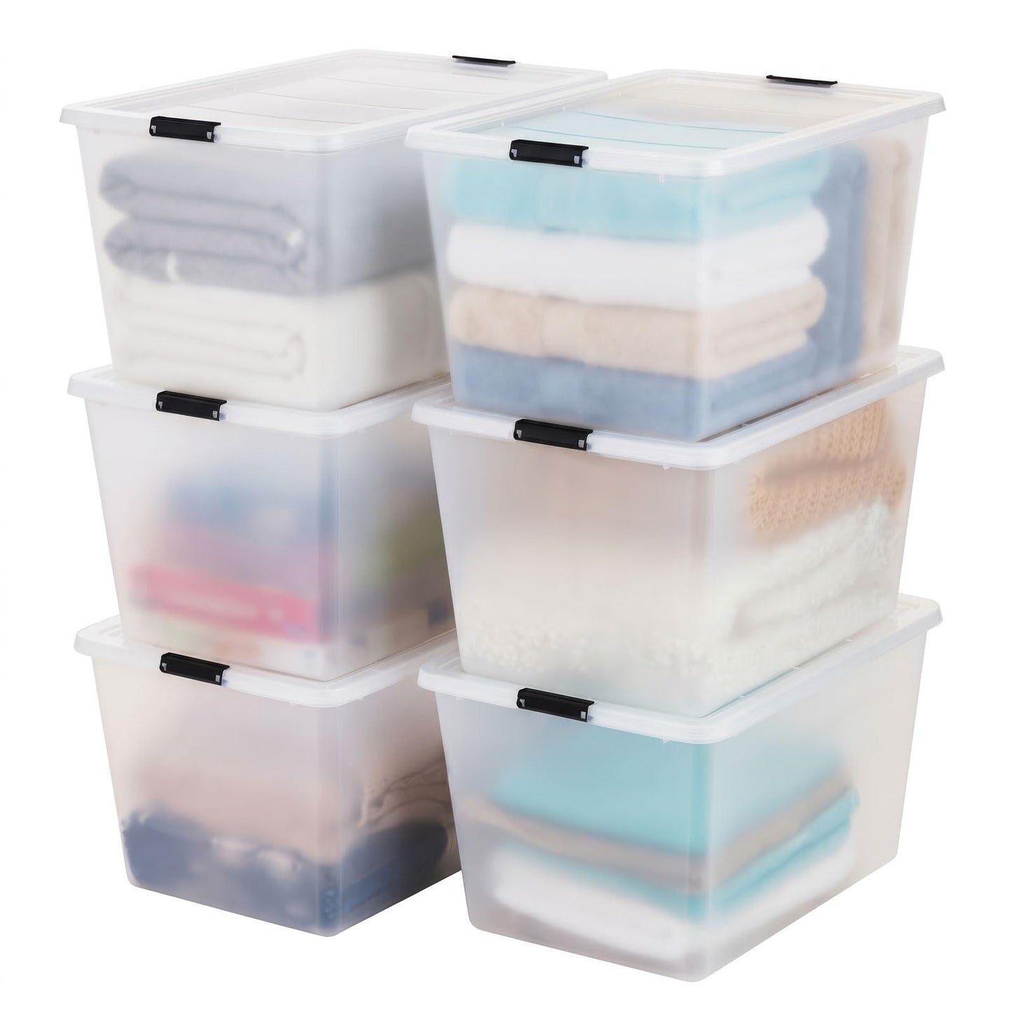 IRIS USA 6-Pack Clip Box with Latching Lids, 18 Quart Craft Storage Bins, Art & Writing Supply Containers for Home, Office & Classroom Organization