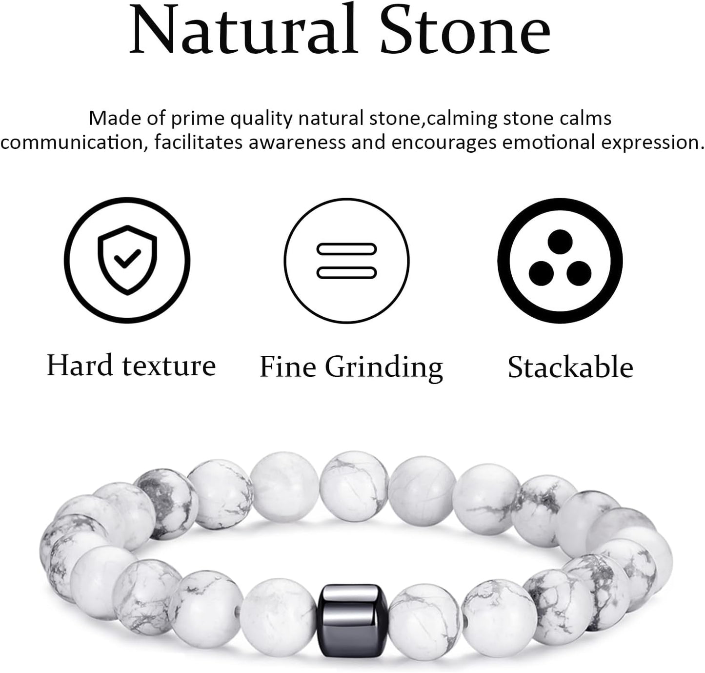 Tigerauge Armband für Herren 8MM Natursteinperlen Armband Set Stretch Lava Stein Armbänder Verstellbares Schwarzes Kristallperlenarmband für Herren Damen Geschenke