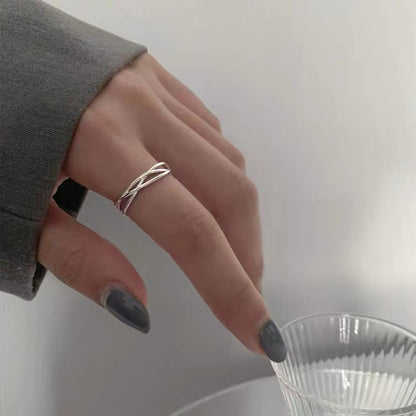 OOOPEL Sterlingsilber Verstellbarer Ring S925 Silberringe für Frauen Zirkonia Twist Liebesknoten Zarter Ring Silber Minimalistischer Offener Fingerring Silber Daumen Sterlingsilberring