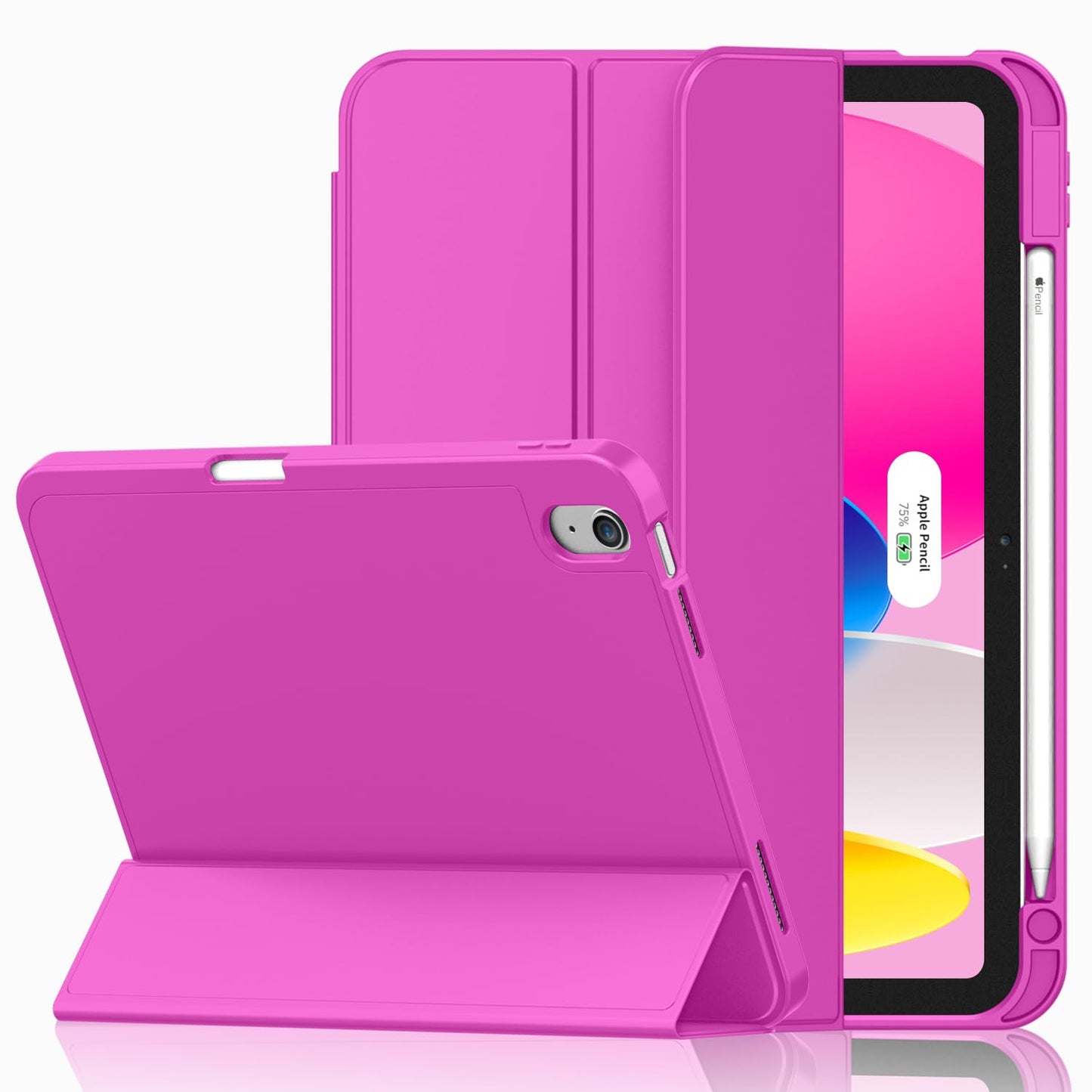 iMieet Case for iPad (A16)/iPad 10th Generation [11-Inch 2025/10.9 Inch 2022], Trifold Stand Smart Cover with Pencil Holder and Soft TPU Back, Supports Touch ID(Black)