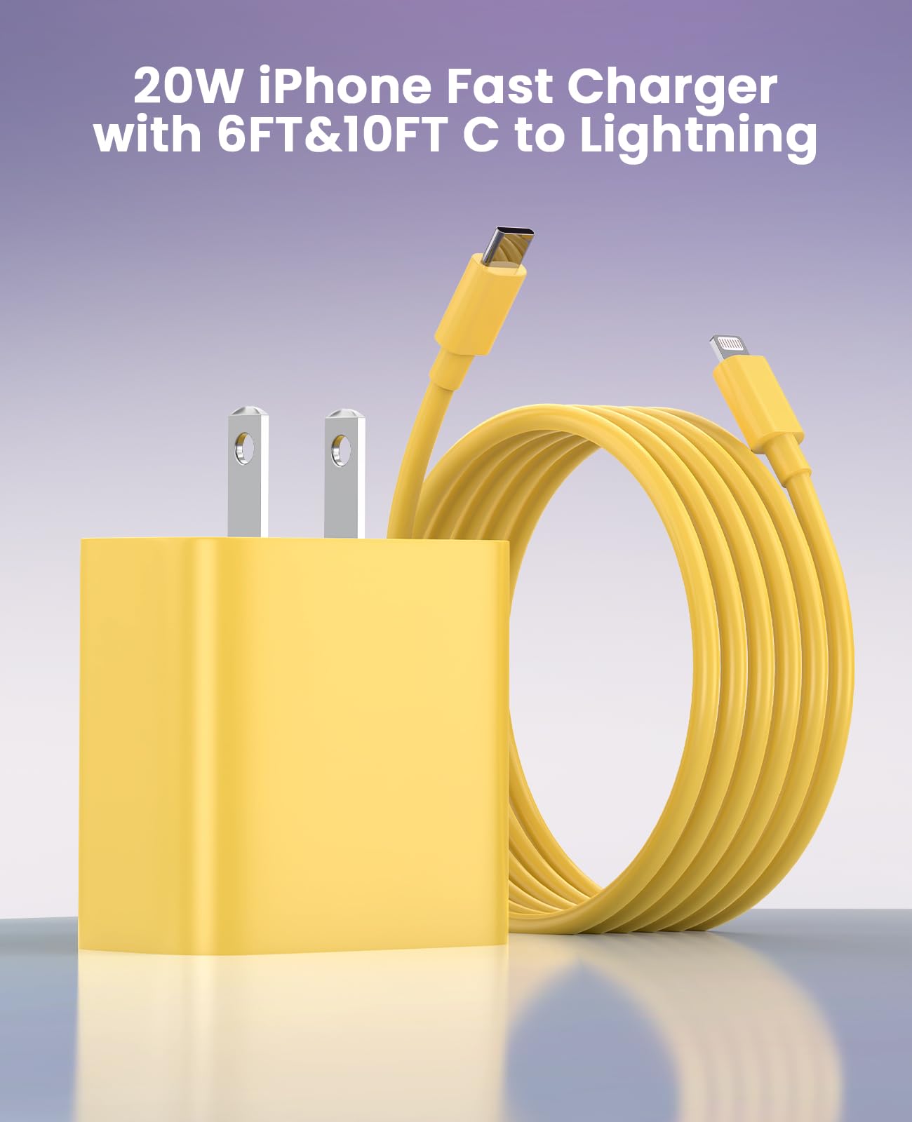iPhone Ladegerät Schnelllade-2er-Pack Typ C Wandladegerät mit 2er-Pack [1,8 m & 3 m] langem USB C auf Lightning Kabel für iPhone 14/13/12/12 Pro Max/11/Xs Max/XR/X, AirPods Pro