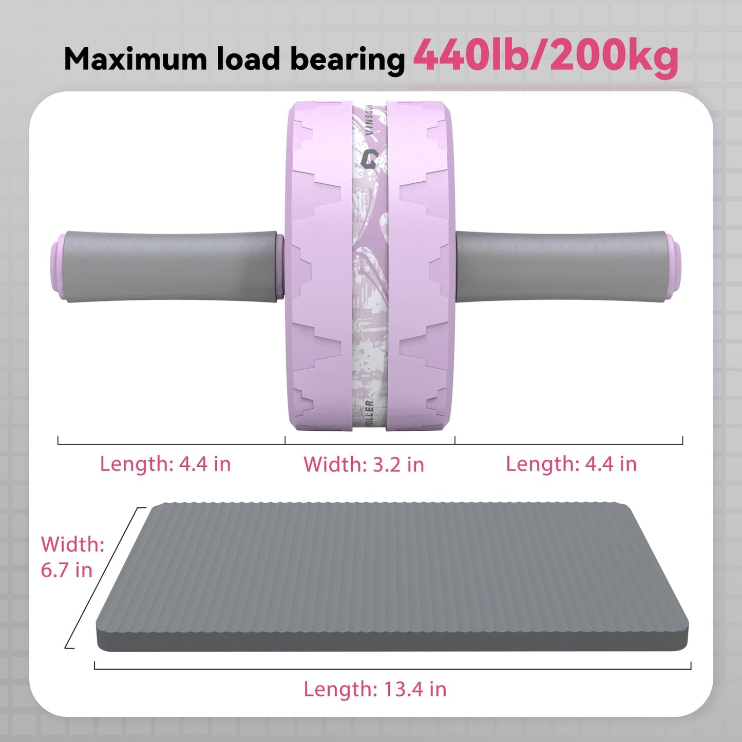 VINSGUIR Ab Roller Wheel, Abs & Core Workout Equipment for Home Gym with Knee Pad Accessories, Abdominal Wheel for Full-body Strength Training