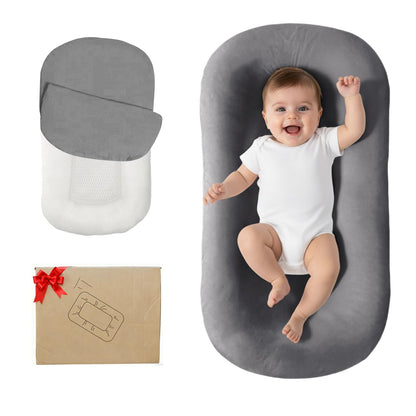 Lucakuins Baby Lounger, Bionic Design Baby Lounger for Newborn 0-24 Months, Soft Organic Cotton Breathable Lounger for Infants (Lovely Green)