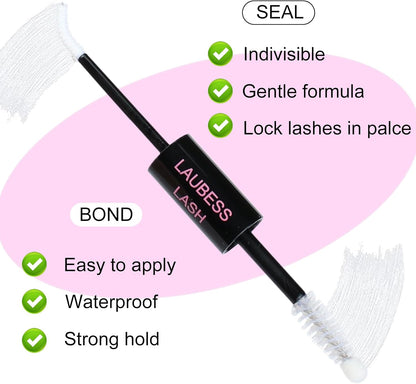 Wimpernverlängerungs-Set 20D+40D Cluster mit Kleber und Versiegelung – Wasserdichtes DIY-Wimpernverlängerungs-Set mit Pinzette (Set 20D/40D-0.07D-9-16Mix)