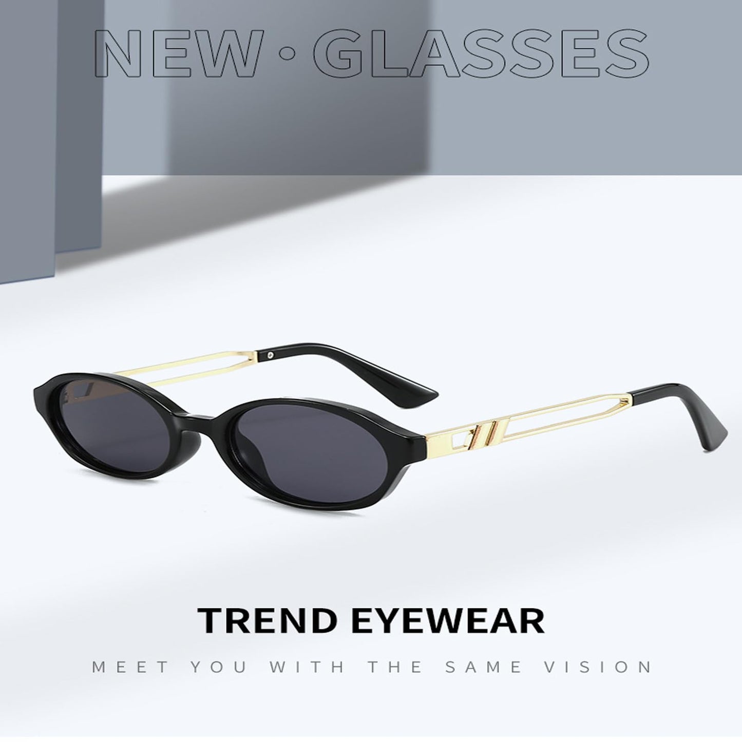 Awdchny Retro Ovale Sonnenbrille für Damen – Elegante Cat Eye 90er Sonnenbrille, Leichter schmaler Rahmen, Trendige UV-Schutz Sonnenbrille 8057 Schwarz+Braun+Schildpatt