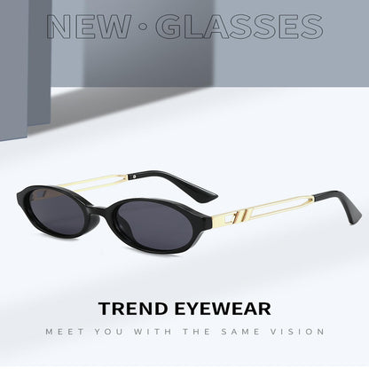 Awdchny Retro Ovale Sonnenbrille für Damen – Elegante Cat Eye 90er Sonnenbrille, Leichter schmaler Rahmen, Trendige UV-Schutz Sonnenbrille 8057 Schwarz+Braun+Schildpatt