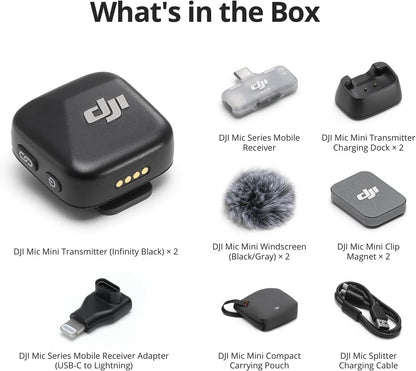 DJI Mic Mini (2 TX + 1 Mobile RX), Funkmikrofon für iPhone/Android, Plug & Play, kompakt & leicht, Modellübergreifende Kopplung, Premium-Audio, stabile Übertragung, Geräuschunterdrückung