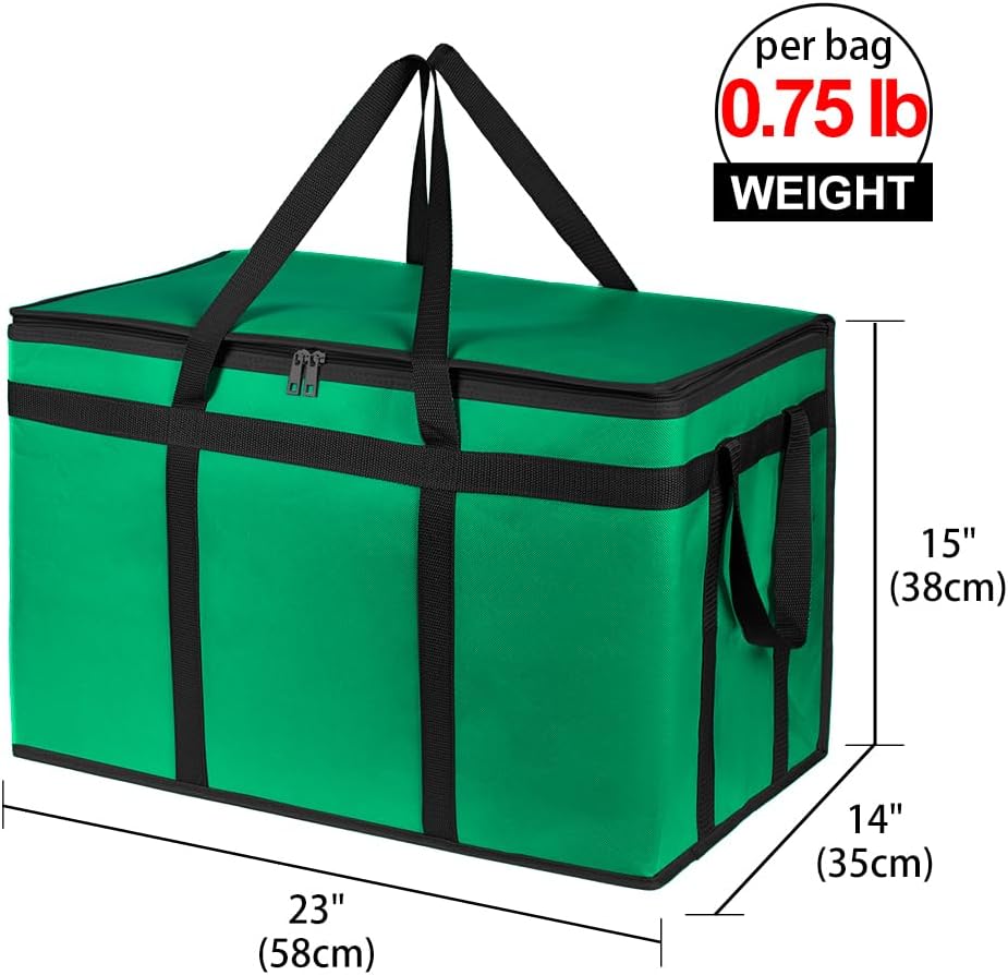 Bodaon Isolierte Essensliefertasche - Warm- & Kalthaltetransporttasche, Catering/Doordash Pizzawärmer, Einkaufstasche, Kühltasche für Partys (Schwarz-Rot, 1 St.), Ideal für den Transport warmer Speisen