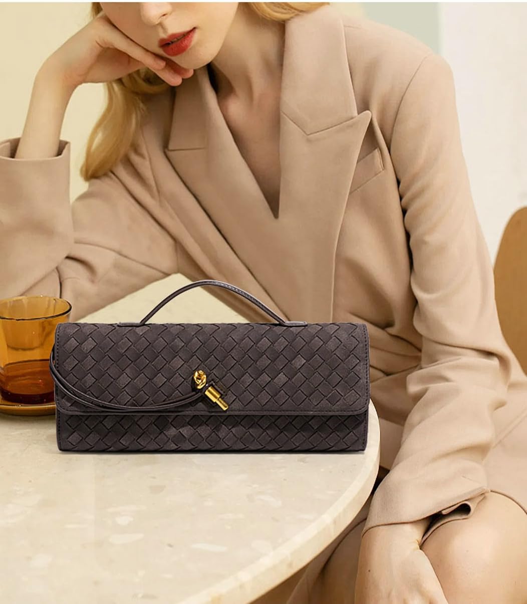 Upbull Modische gewebte Abendclutch Handtaschen Damen Unterarm-Schultertasche Niedliche Umhängetaschen Crossbody-Geldbörse PU-Leder-Portemonnaie